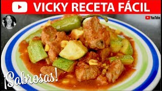 CALABACITAS CON CARNE DE PUERCO Y ELOTE  VickyRecetaFacil [upl. by Arly]