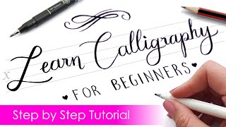 How to write CALLIGRAPHY with ANY PEN ✍️  Step by Step Tutorial [upl. by Acinomahs]