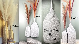 Dollar Tree DIY Tall Vase  How To Make A Glam Floor Vase [upl. by Leda753]