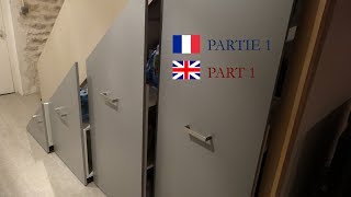 installer un placard coulissant sous escalier Part 1  Install a sliding storage under stairs Part 1 [upl. by Naahsar256]