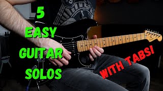 5 Famous And Easy Guitar Solos With Tabs [upl. by Adnirb822]