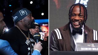 DEONTAY WILDER CANT HELP BUT LAUGH AS DEREK CHISORA ABUSES JOSEPH PARKER AT PRESS CONFERENCE [upl. by Illak]