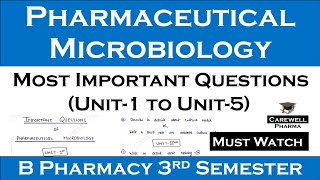 important question of pharmaceutical microbiology  B Pharma 3rd semester  Carewell Pharma [upl. by Rebna]