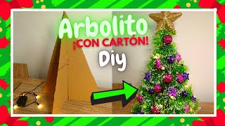 DIY Pinito Navideño con Cartón  como hacer un arbolito Navideño fácil  adornos Navideños [upl. by Emelyne]