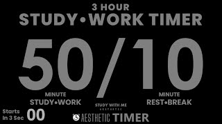 DARK Mode 3 hours Pomodoro 5010 Study Timer 50 Minute Study Timer Gentle Alarm No Music [upl. by Harned834]