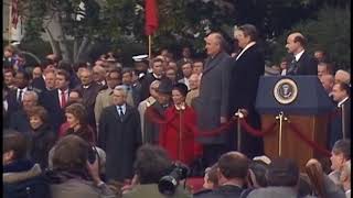 President Reagans Remarks at Arrival Ceremony for Mikhail Gorbachev on December 8 1987 [upl. by Lemuela777]