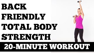 20Minute Total Body Strength Back Friendly Workout [upl. by Acirre]